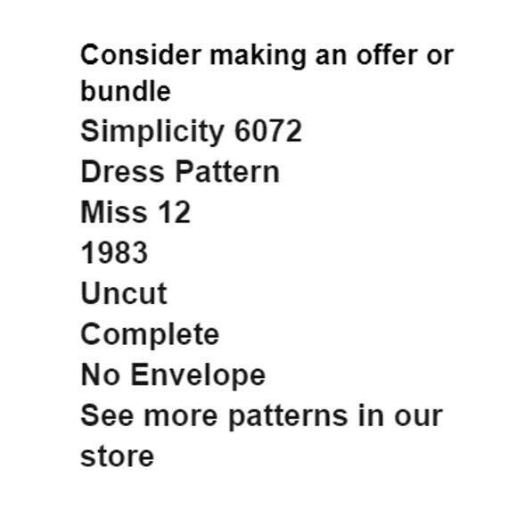 Simplicity 6072 Pattern Dress Miss 12 Uncut Vintage Cottagecore Side Button - Picture 3 of 7